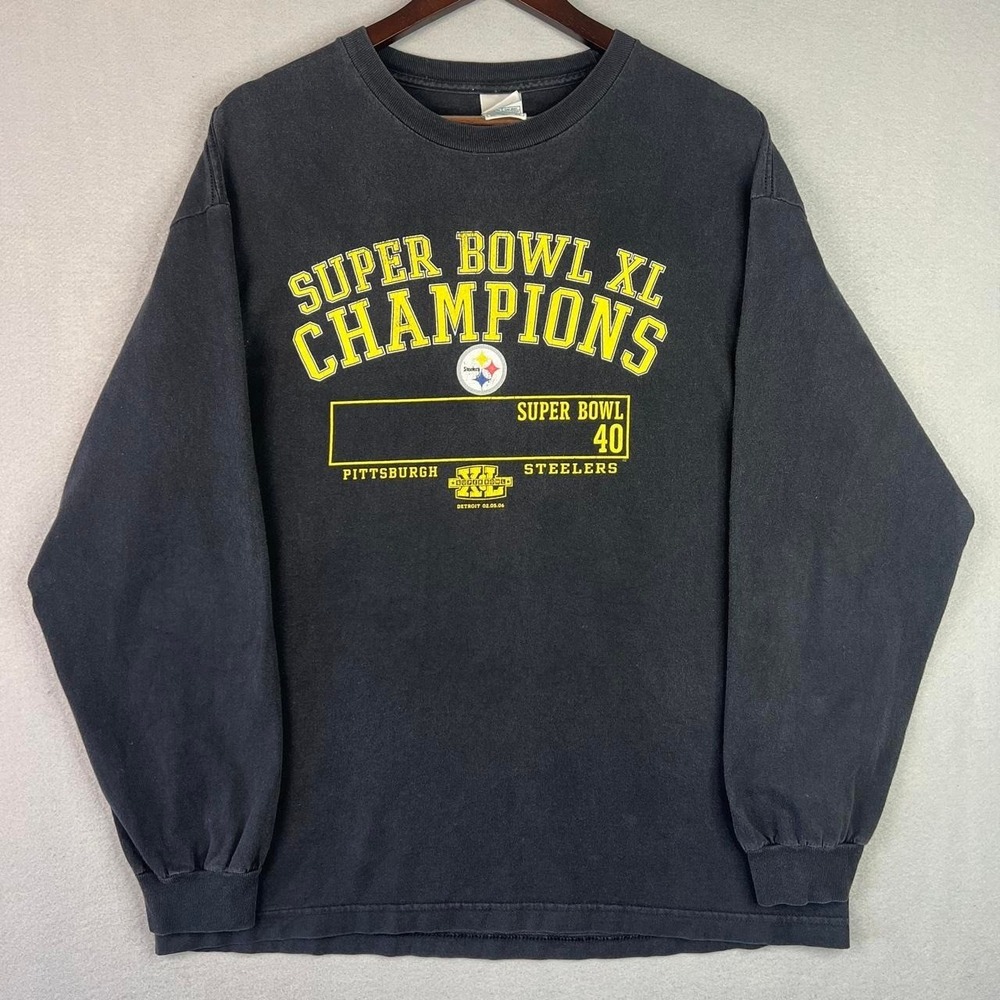 Pittsburgh Steelers Super Bowl XL Champions Black Long Sleeve Shirt XL